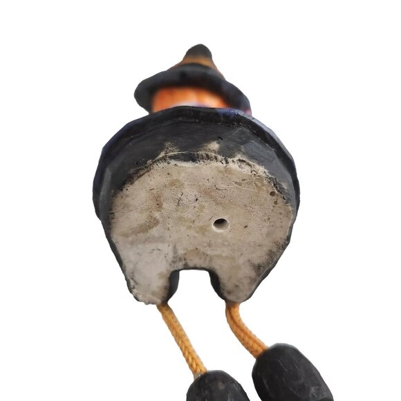 Pumpkin Head Scarecrow Figurine Shelf Sitter Resin Halloween Decor Dangle Legs - Picture 10 of 12